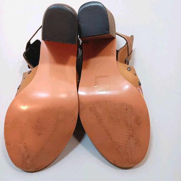 Floral Embroidered Western Cut-Out Ankle Booties Size 10 Block Heel Faux Leather - Picture 9 of 9